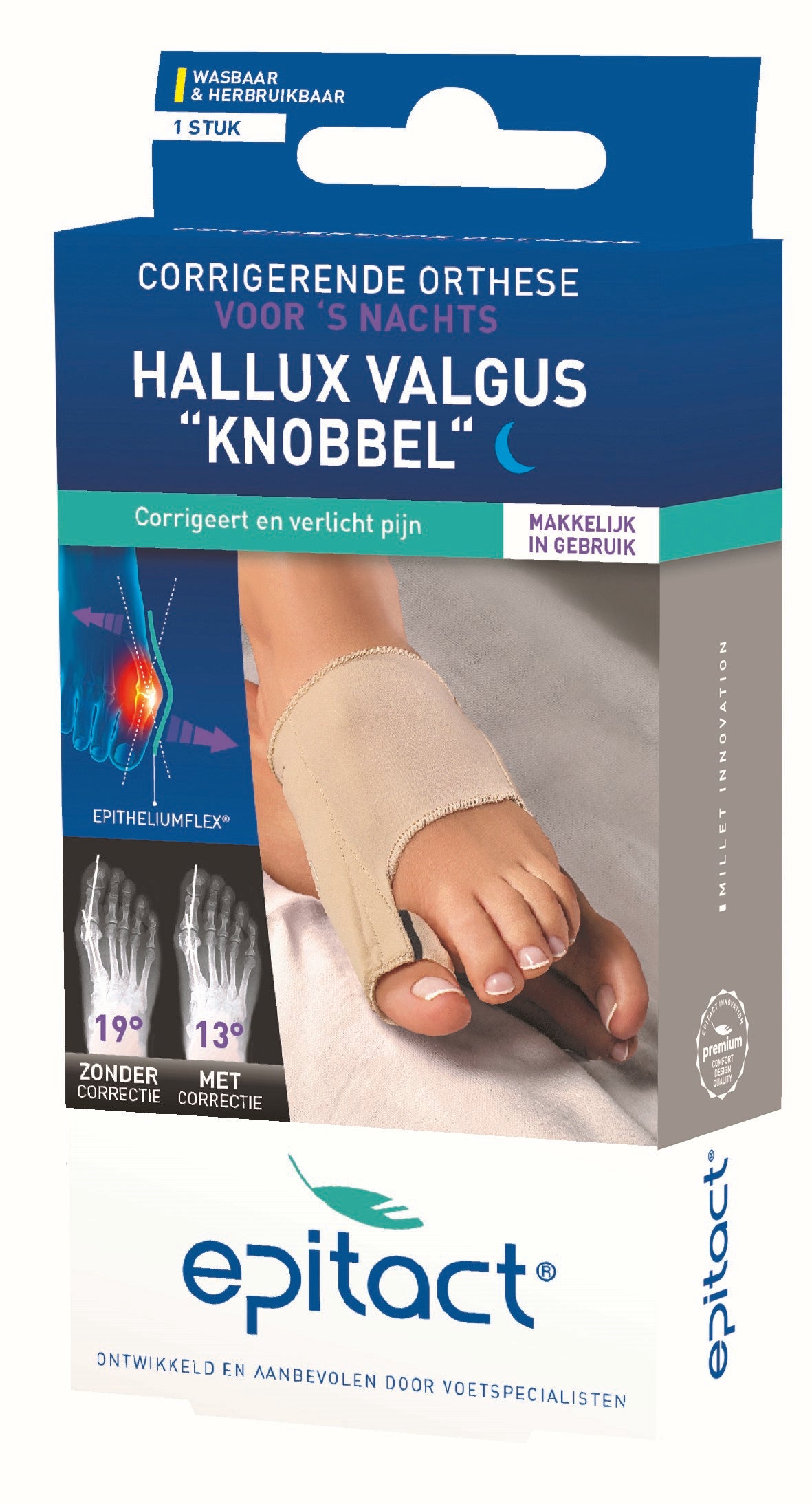 Epitact Hallux valgus nachtvoetverzorgingskous maat 39/41 met zachte stof en orthopedisch ontwerp voor voetverzorging.