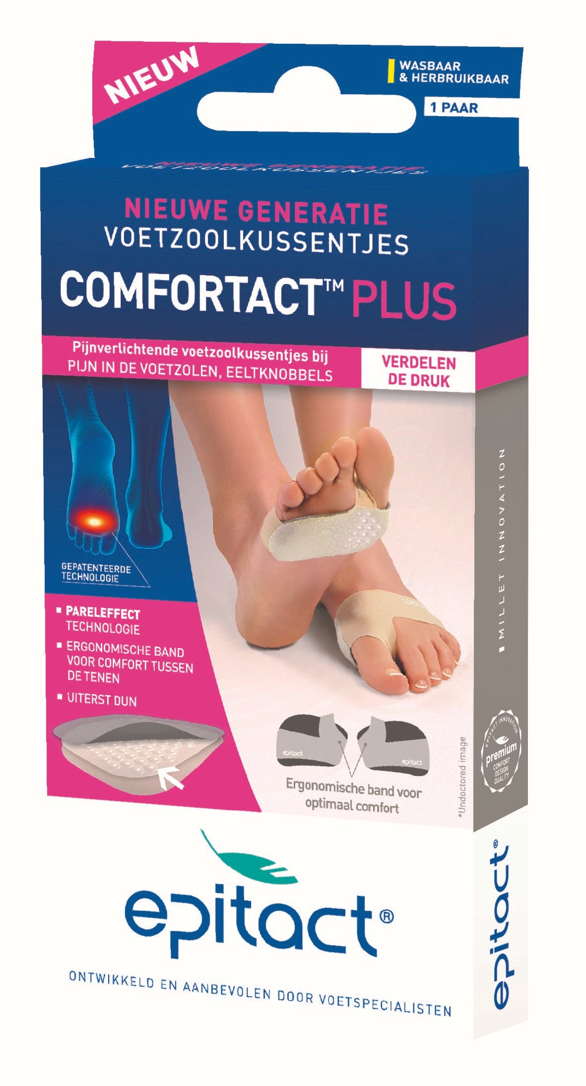 Epitact Voetzoolkussentjes comfort maat 39/41, pair of cushioned foot pads for enhanced comfort and support.