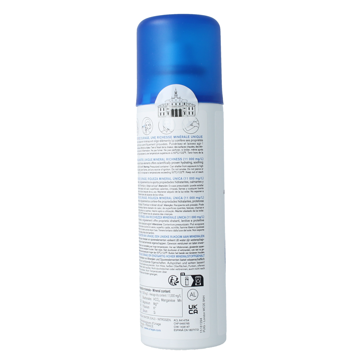 Uriage Thermaal Water Spray 150ml, facial skincare product in a spray bottle, natural thermal water for skin hydration.