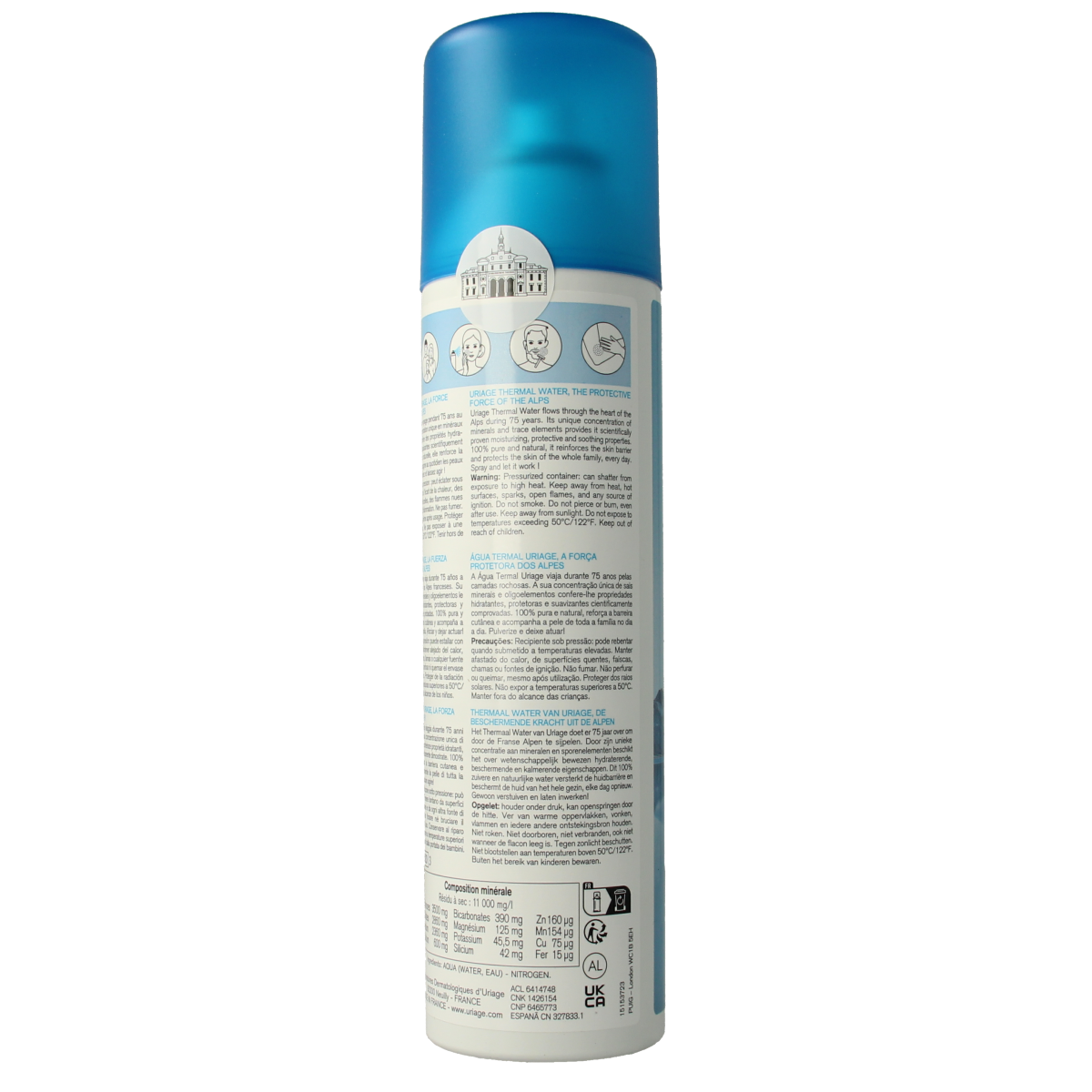Uriage Eau Thermale facial spray in 300ml bottle, hydrating thermal water for skincare, produced by Uriage.