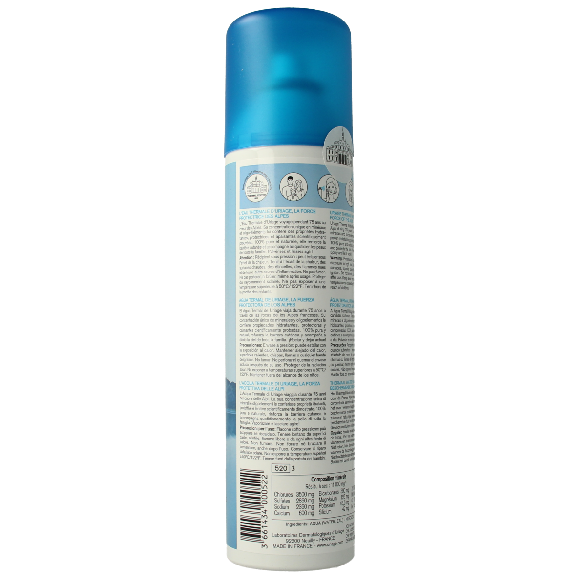 Uriage Eau Thermale facial spray in a 300ml bottle, hydrating thermal water for skincare, by Uriage.