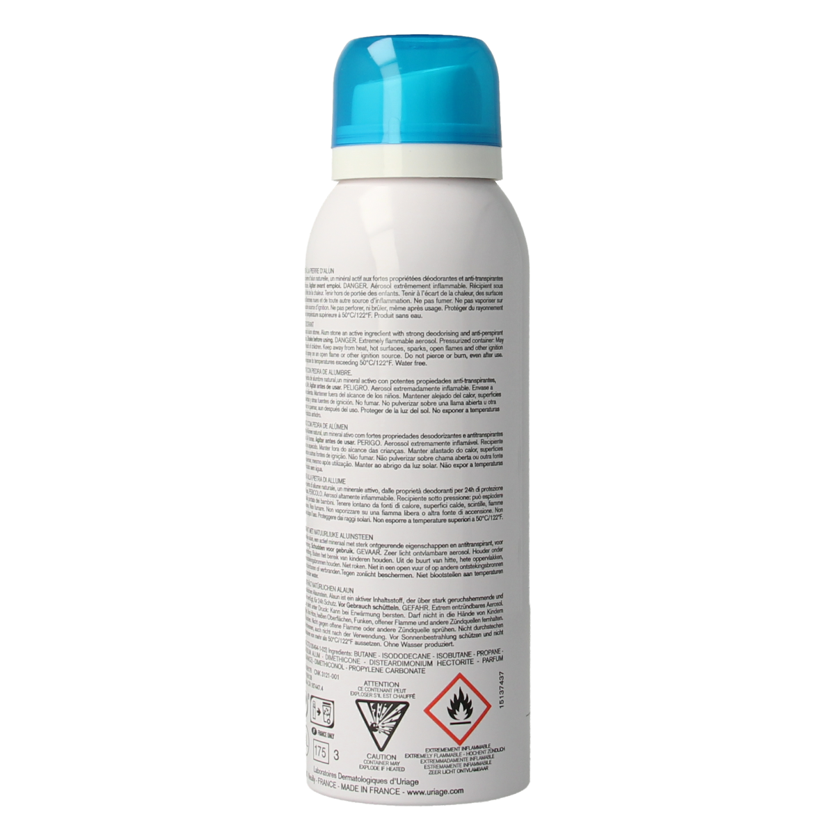 Uriage Thermaal Water refreshing deodorant spray in 125ml bottle, gentle and cooling for daily use.