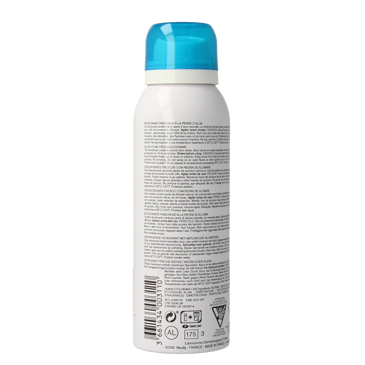 Uriage Thermaal Water refreshing deodorant spray in a 125ml bottle, featuring a sleek design and easy-to-use spray nozzle.