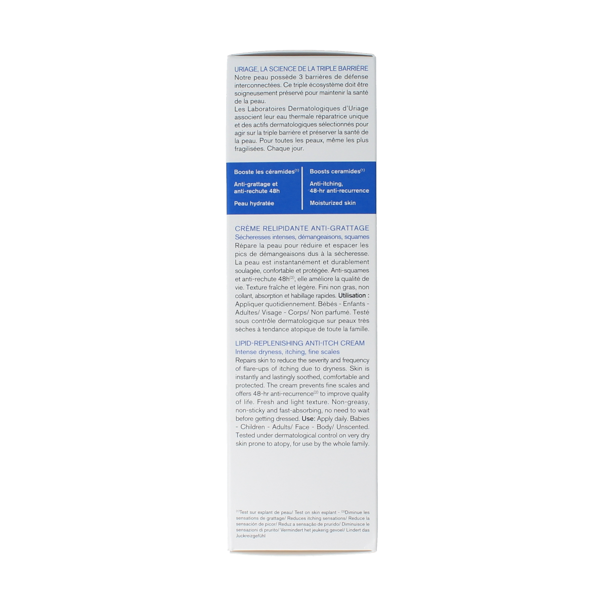 Uriage Xemose face cream 200ml jar, moisturizing skincare product for sensitive skin, with a smooth texture and clean design.
