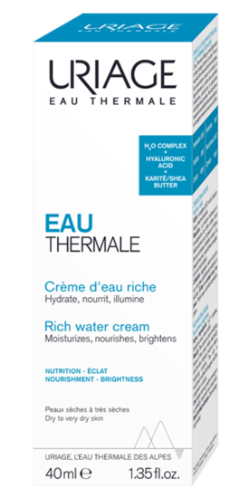 Uriage Mineraal Water Rijke Water Crème in 40ml, facial skincare product with mineral-rich moisturizing formula.