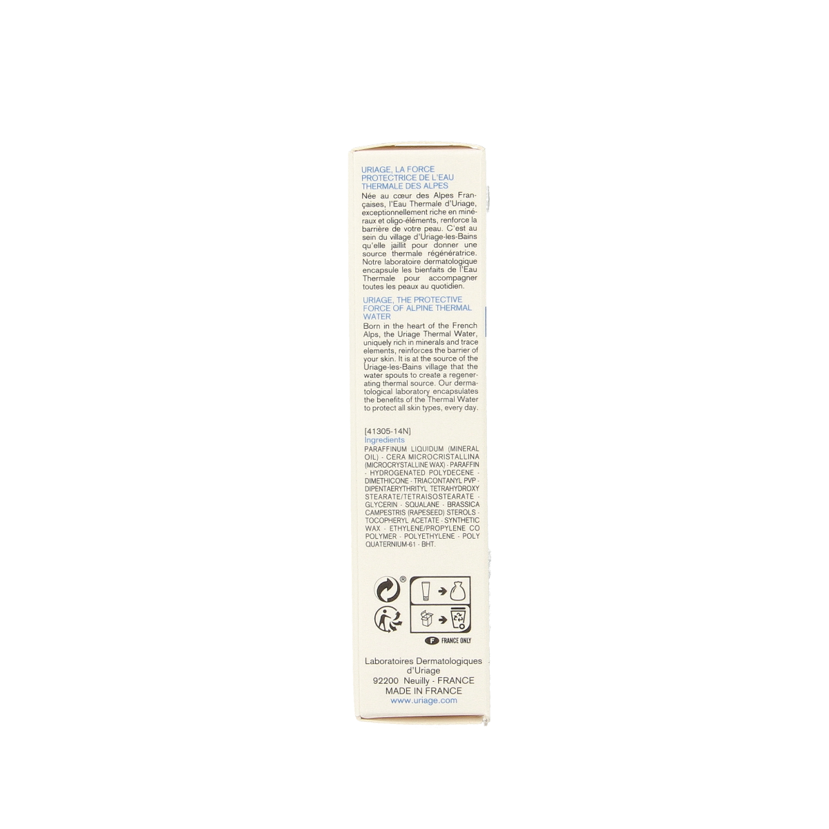 Uriage Bariederm Cica lip balm in 15ml tube, nourishing and soothing lip care product from Uriage.