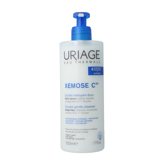 Uriage Xemose syndet lichaamsverzorging fles van 500 ml met zachte cleanser voor droge huid