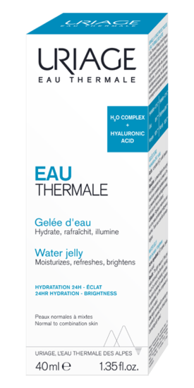 Uriage Mineraal Water Water Gel in 40ml, facial skincare product with mineral-rich gel texture, suitable for soothing and hydrating skin.
