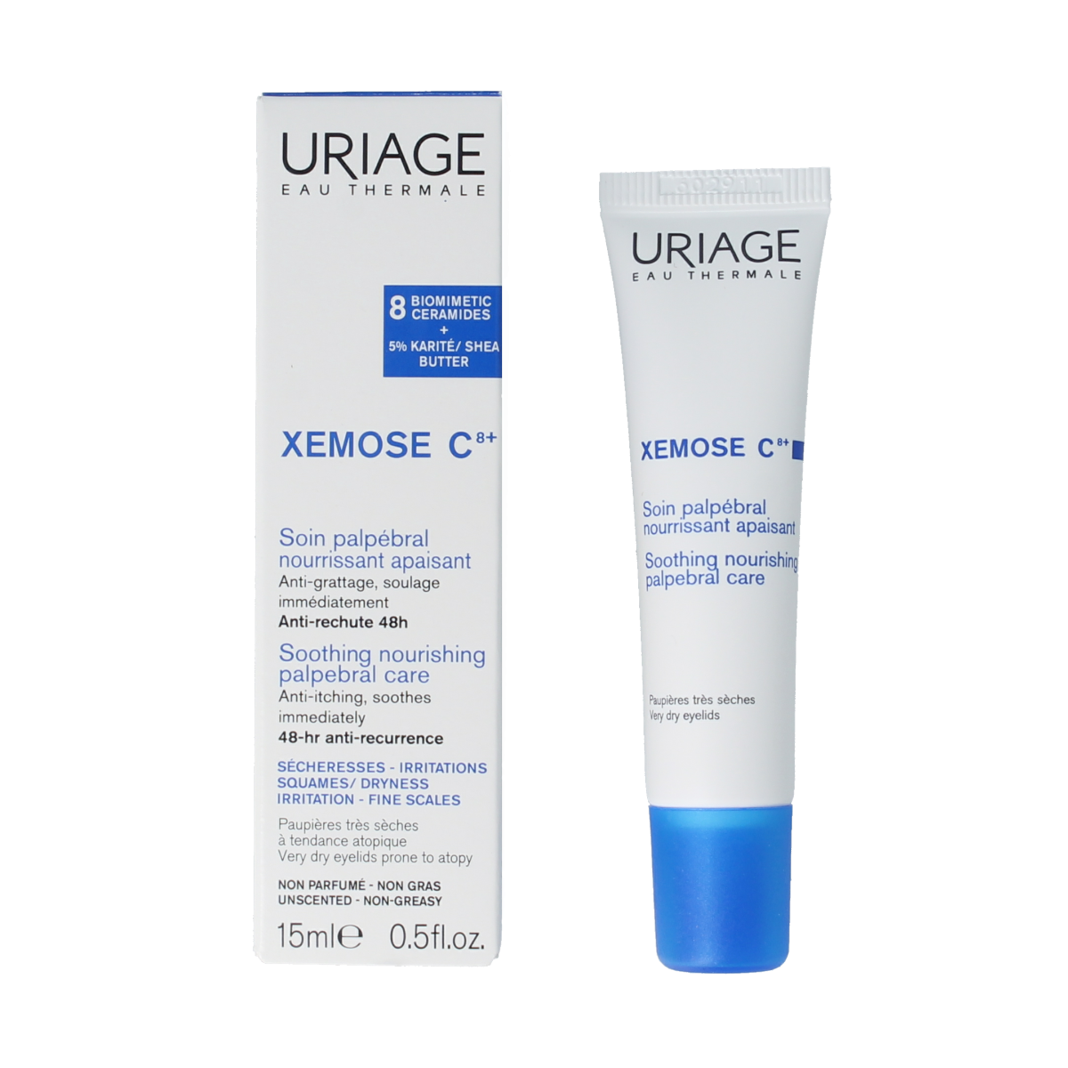 Uriage Xemose kalmerende oogverzorging in een 15 ml tube, verzacht en kalmeert de gevoelige huid rond de ogen.
