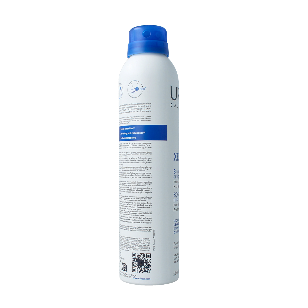 Uriage Xemose SOS soothing anti-scratching body lotion in a 200ml bottle, designed for sensitive skin relief.