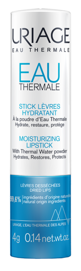 Uriage Thermaal Water Lip Stick, 4g, moisturizing lip care stick with mineral-rich thermal water in a compact tube.