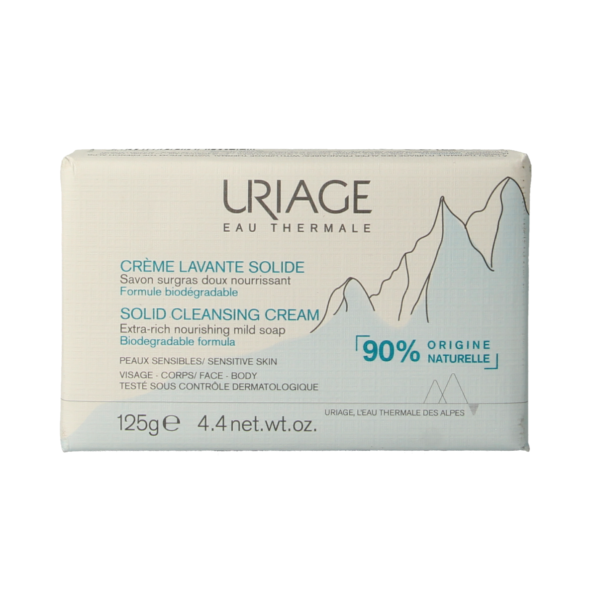 Uriage Thermaal water crème lavante solide 125g, natural body cleansing bar with soothing thermal water from France.