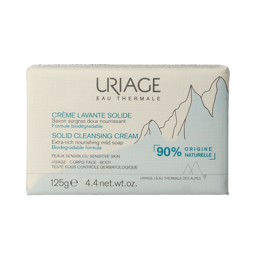 Uriage Thermaal water crème lavante solide 125g, natural body cleansing bar with soothing thermal water from France.