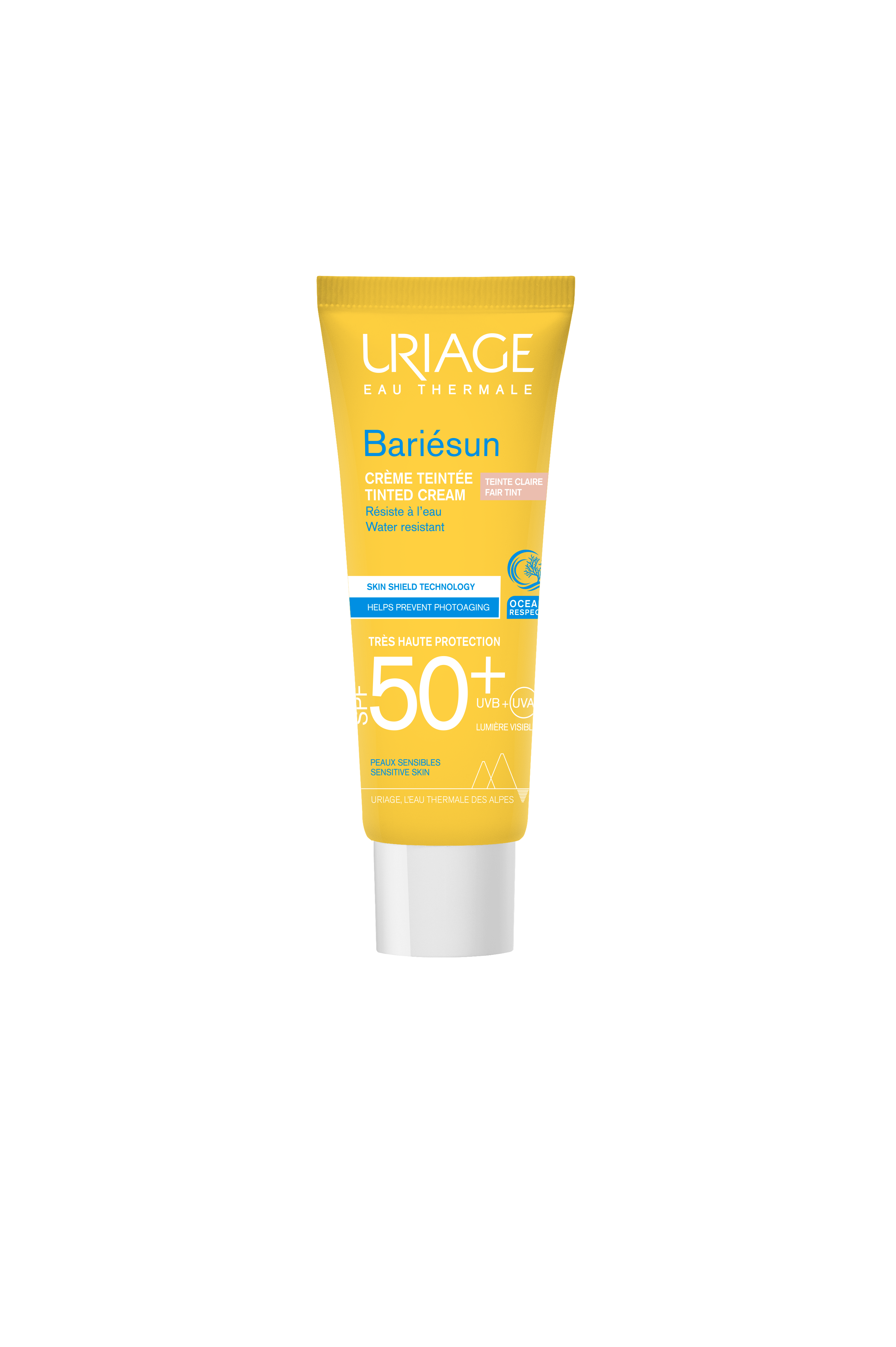Uriage Sun Getinte Crème Licht SPF50 sun protection cream in 50ml tube, designed for facial sun care and light coverage.