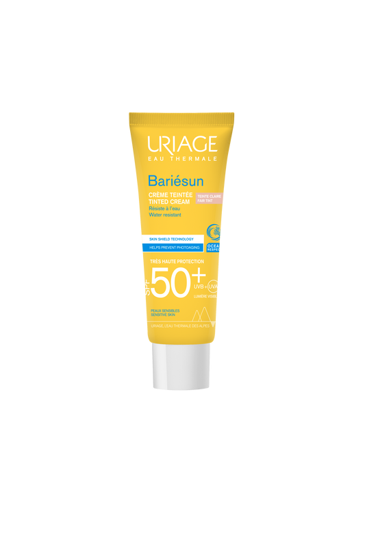 Uriage Sun Getinte Crème Licht SPF50 sun protection cream in 50ml tube, designed for facial sun care and light coverage.