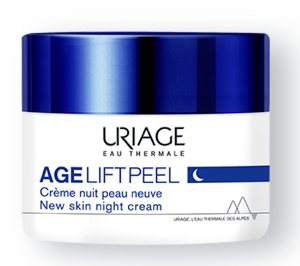 Uriage Age Lift Peel Nachtcreme in 50ml jar, facial skincare product with rich texture and anti-aging benefits.