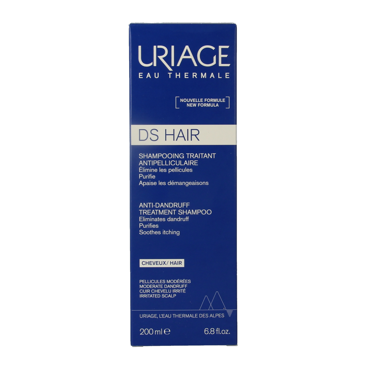 Uriage DS Hair Shampoo Antipelliculaire for scalp relief, 200ml bottle, gentle hair care for dandruff-prone hair.