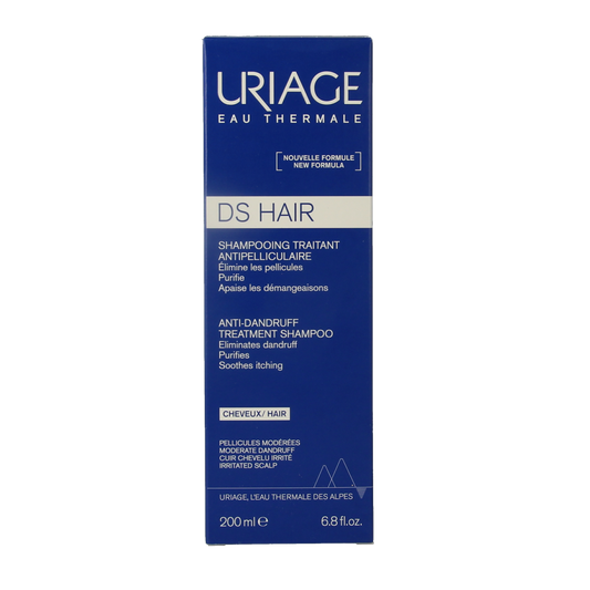 Uriage DS Hair Shampoo Antipelliculaire for scalp relief, 200ml bottle, gentle hair care for dandruff-prone hair.