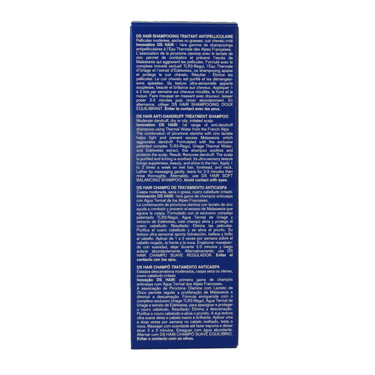 Uriage DS Hair Shampoo Antipelliculaire 200ml bottle for dandruff and scalp care, featuring a white and blue label.