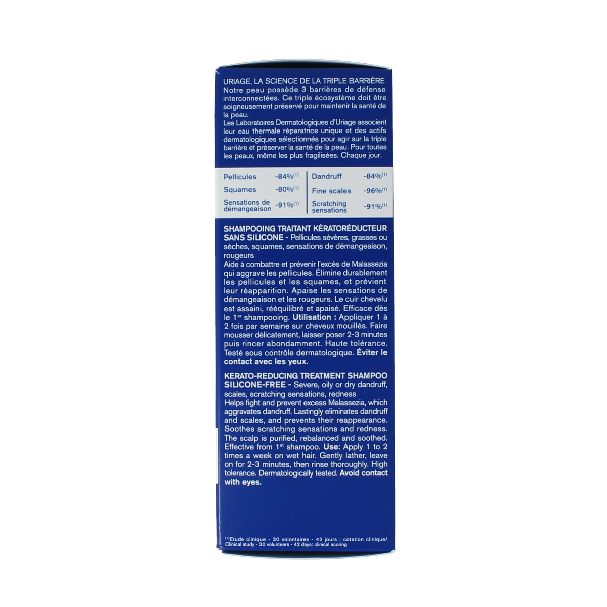 Uriage DS Hair Shampoo Keratoreducteur in 150ml bottle, nourishing hair care product for scalp and hair health.