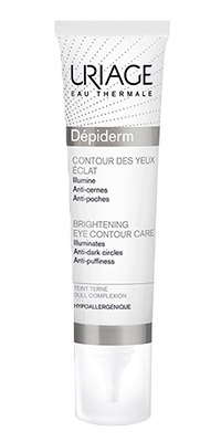 Uriage Depiderm eye contour care in 15ml tube, hydrating and soothing eye treatment for sensitive skin.