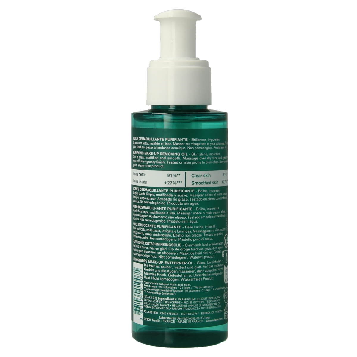 Uriage Hyseac zuiverende olie voor gezichtsverzorging, 100 ml, met natuurlijke ingrediënten voor een heldere huid.