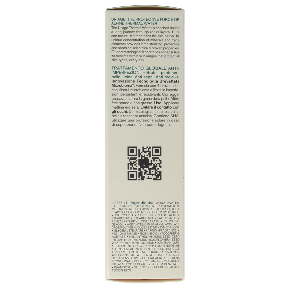 Uriage Hyseac 3-regul+ facial skincare tube, 40ml, for oily and acne-prone skin, with clean, minimal packaging.