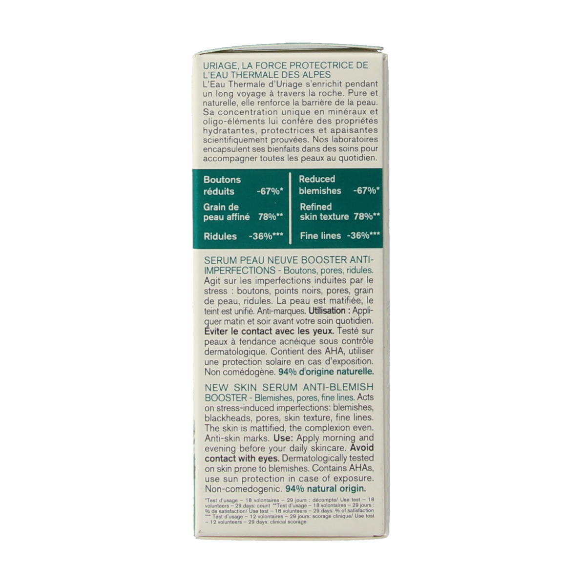 Uriage Hyseac serum for impurities, 30ml, a facial skincare product from Uriage with a clear dropper bottle.