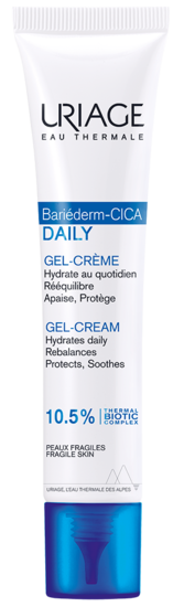 Uriage Bariederm Cica Gel Crème, 40ml, facial skincare product with soothing gel formula in a white tube.