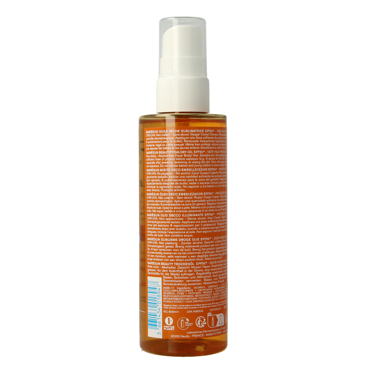 Uriage Bariesun SPF50+ oily sun protection lotion in a 200ml bottle with a pump dispenser.