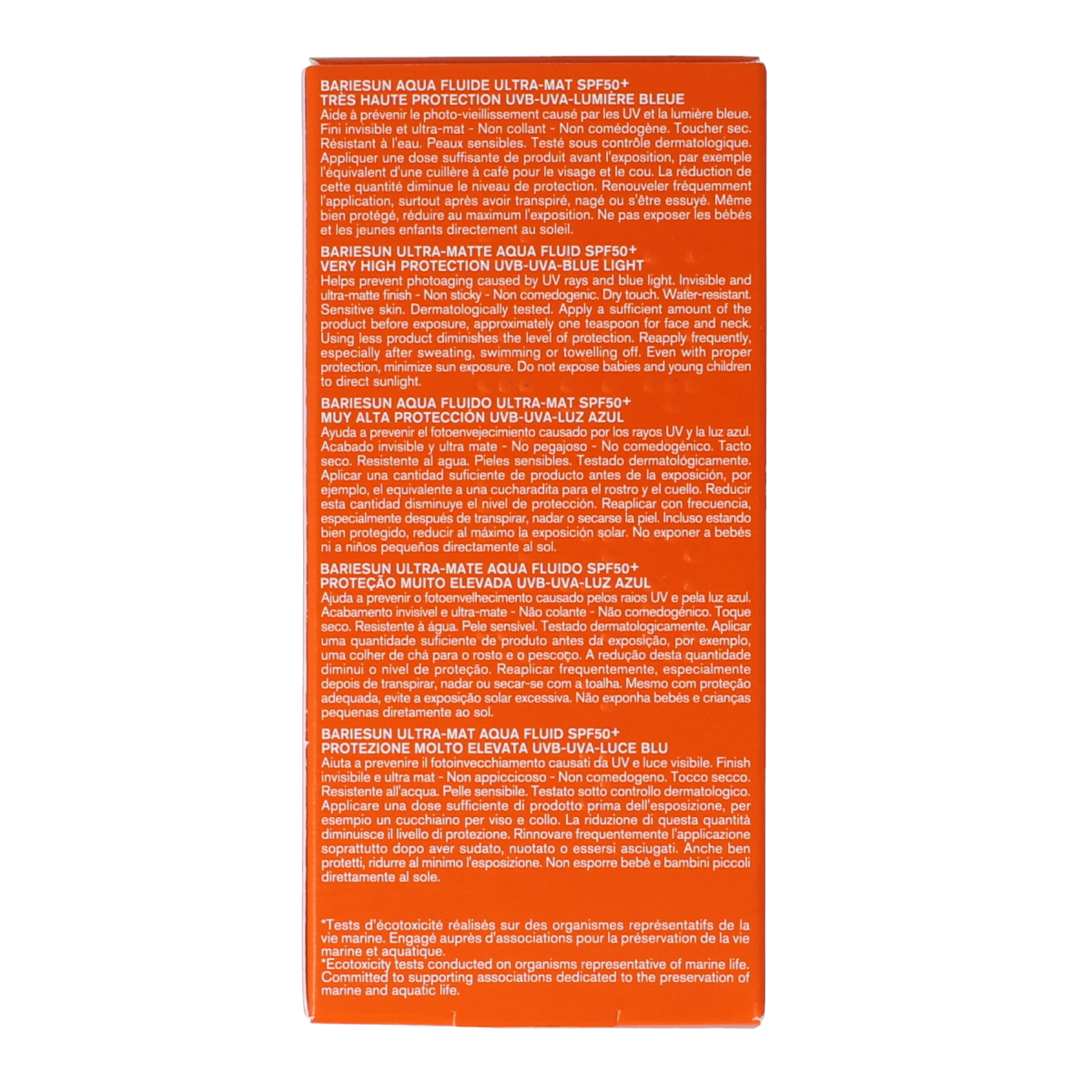 Uriage Bariesun Aqua Ultramatte SPF50 sunscreen tube, 50ml, providing matte sun protection for the face.