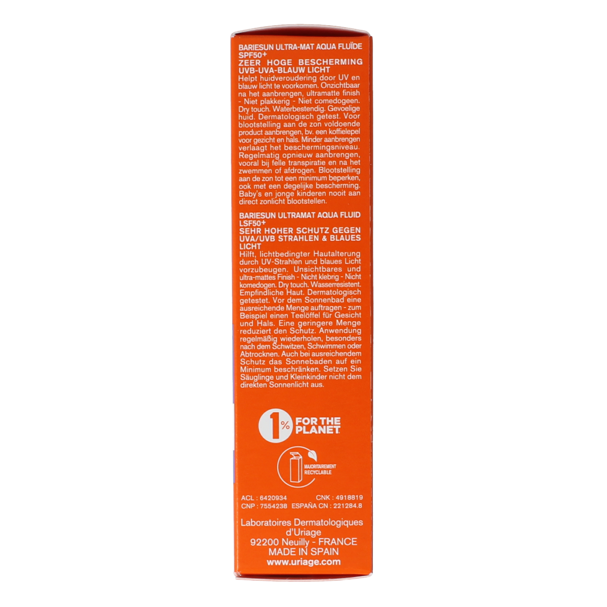 Uriage Bariesun Aqua Ultramatte SPF50 sunscreen lotion in 50ml bottle, with a lightweight, matte finish for sun protection