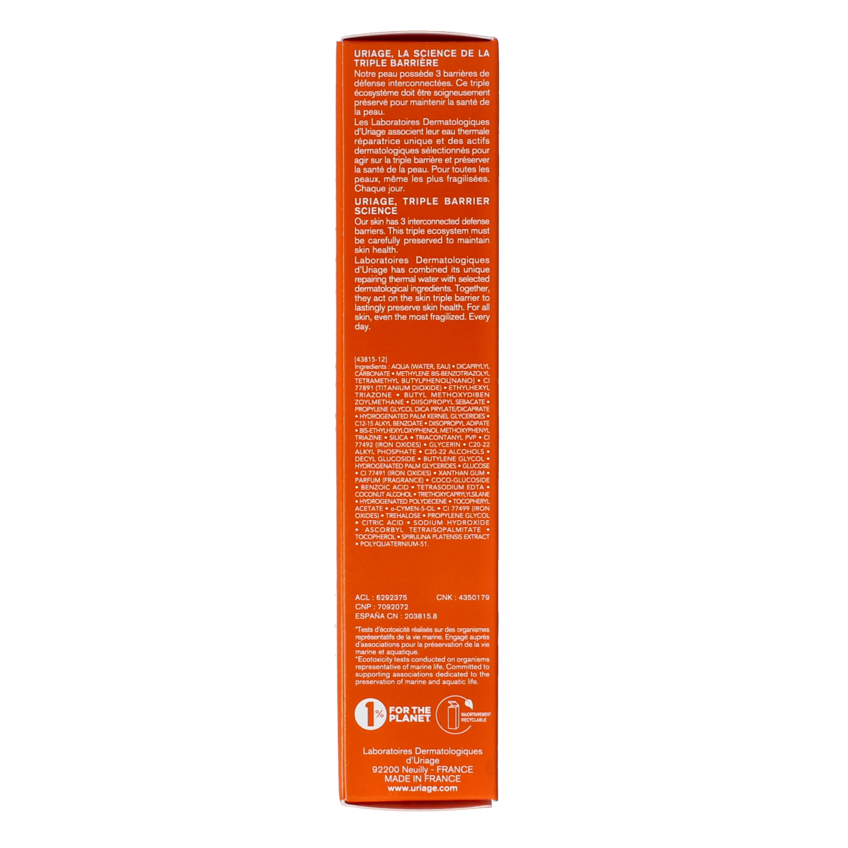 Uriage Bariesun golden tinted SPF50 sun cream in 50ml tube, providing high sun protection with a tinted, golden finish.