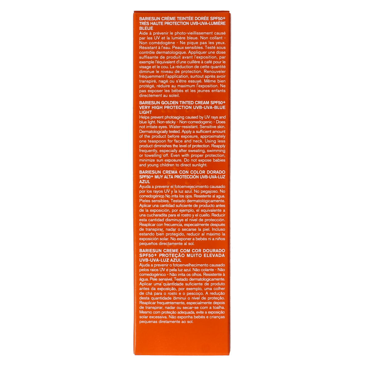 Uriage Bariesun golden tinted SPF50 sun cream in 50ml tube, moisturizing with a subtle golden tint for sun protection.