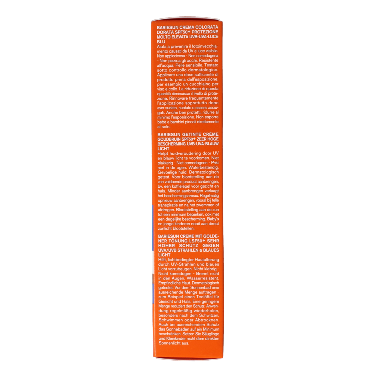Uriage Bariesun golden tinted cream SPF50 in 50ml, a sun protection face cream with a tinted, golden finish.