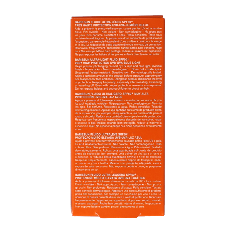 Uriage Bariesun SPF50 ultralight fluid sunscreen in 30ml bottle, lightweight sun protection for face and skin.