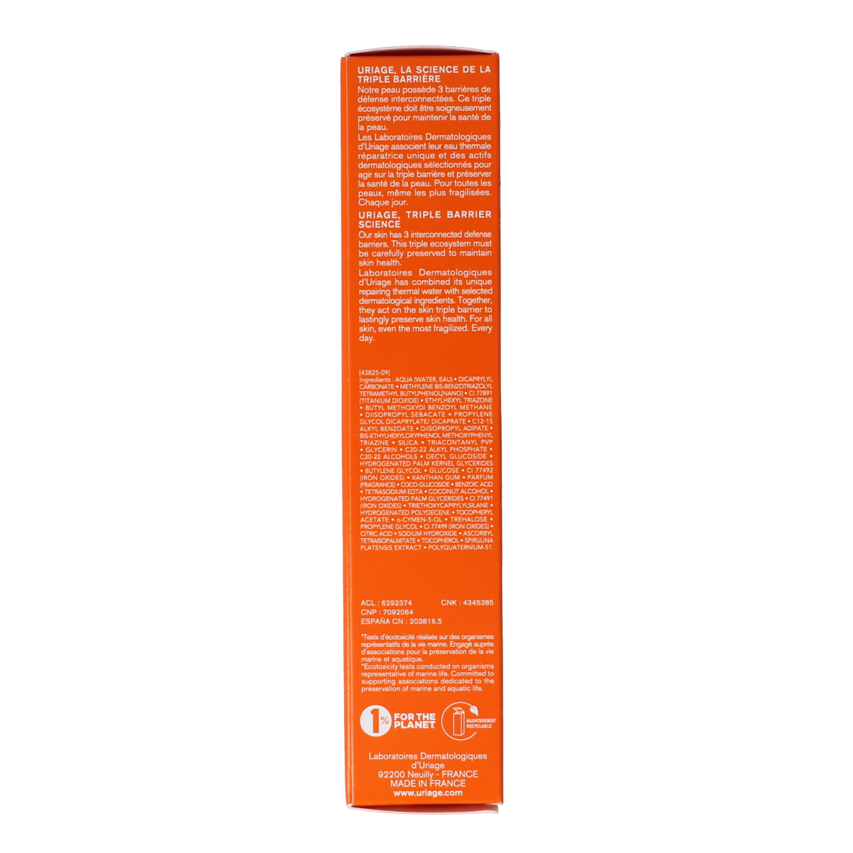 Uriage Bariesun tinted SPF50+ sunscreen cream in 50ml tube, offers high protection with a tinted finish for sun care.