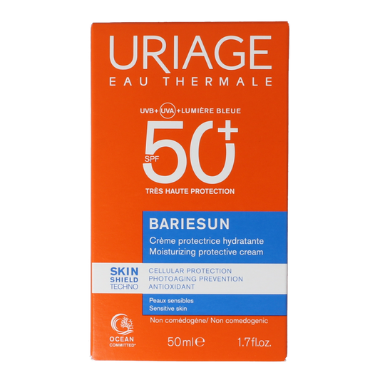 Uriage Bariesun SPF50+ sun cream in 50ml tube, offering high sun protection with a smooth, lightweight texture.