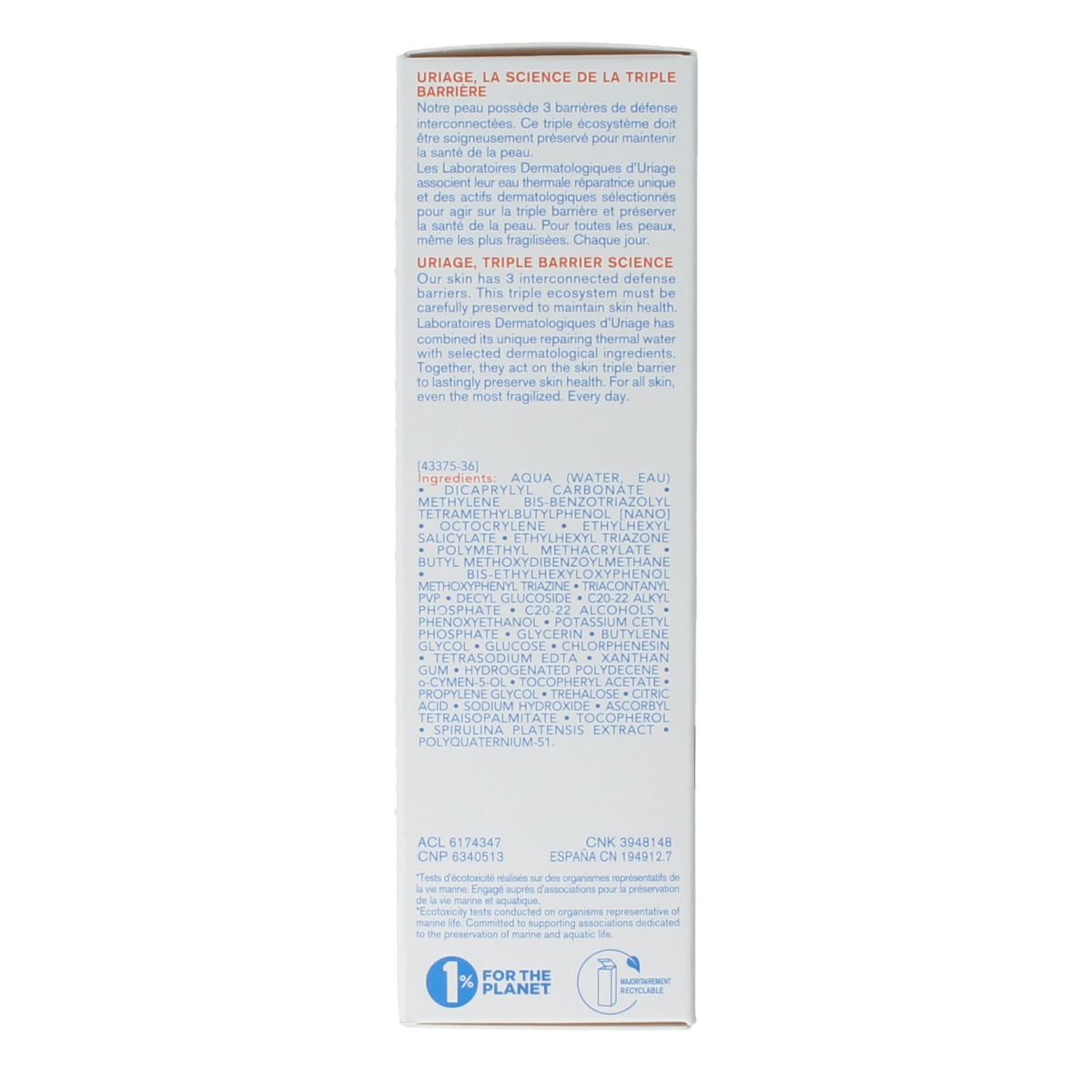 Uriage Bariesun SPF50+ fluid sunscreen for face in 50ml bottle, providing high sun protection with a lightweight, hydrating formula.