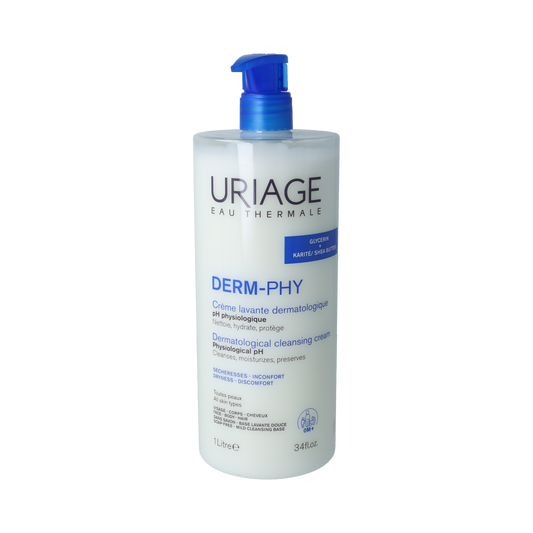 Uriage DERM-PHY Creme Lavante dermatologische lichaamsverzorging 1 liter bottle, gentle cleansing for sensitive skin