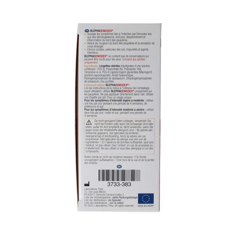 Diversen Blephademodex oogverzorgingstissues, 30 stuks, soft wipes for eye hygiene and comfort, shown in the image.