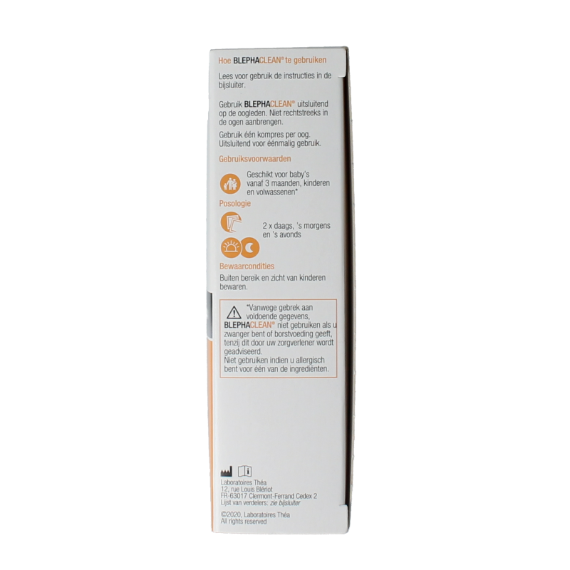 Blephaclean eye compresses pack of 20 for eye care, sterilized soft cloths for gentle cleansing and hygiene.