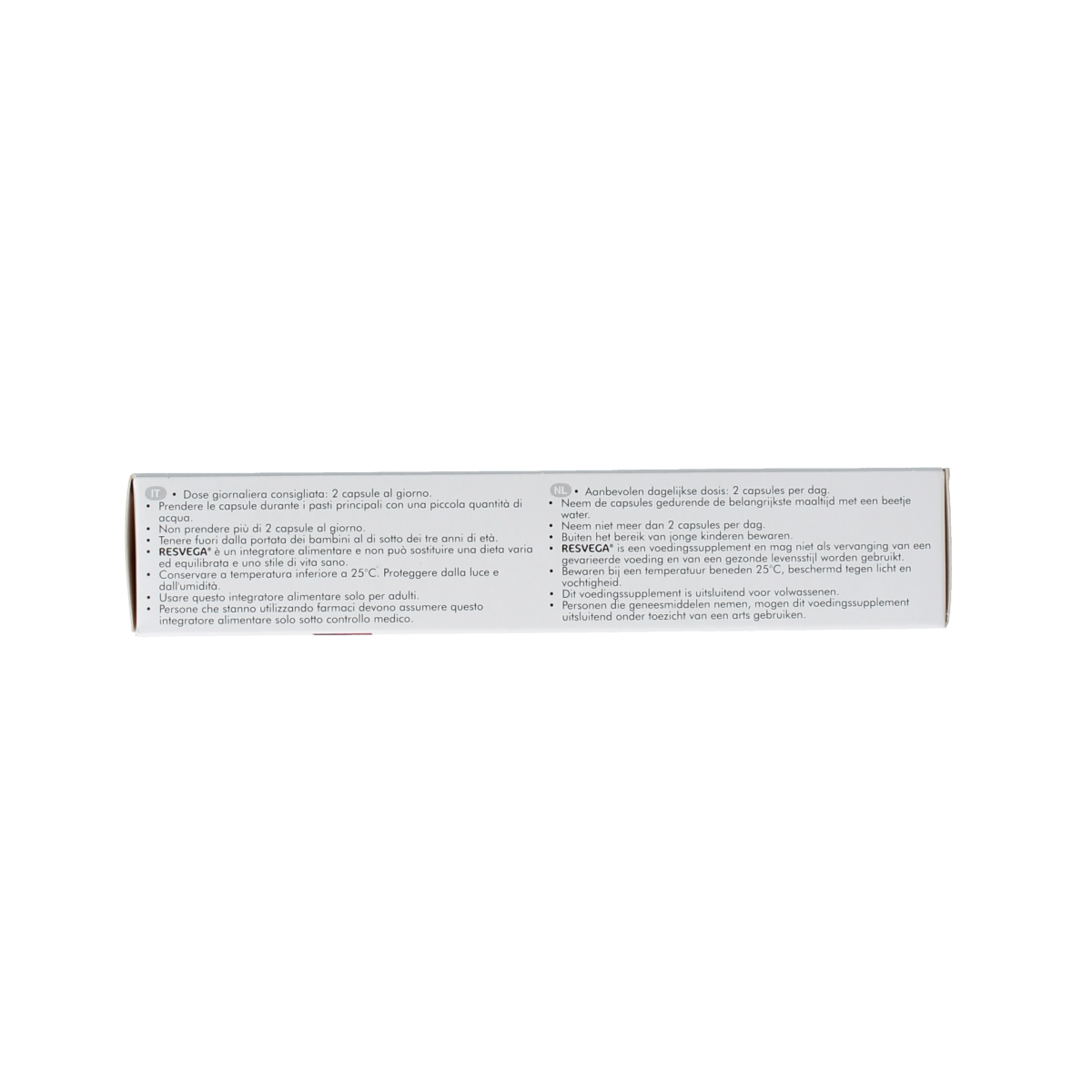 Resvega Multi Vitamine capsules in a bottle, showing the supplement's packaging and label with 60 capsules included.