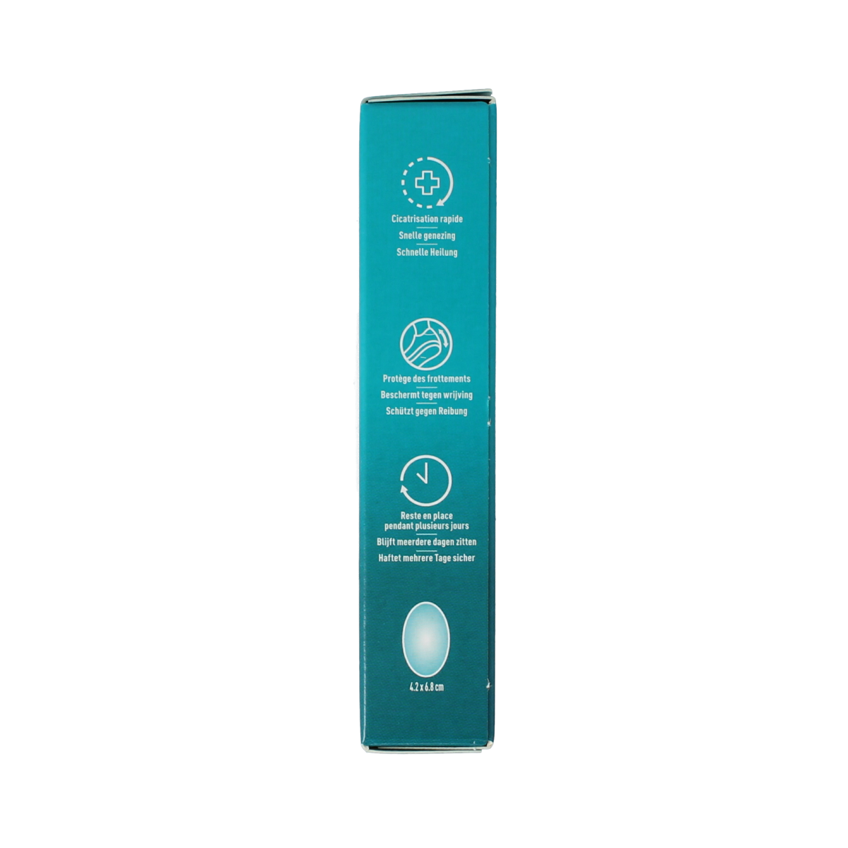 Medium Compeed blister plasters for foot care, shown in a pack of six, designed to protect and soothe blisters on the feet.