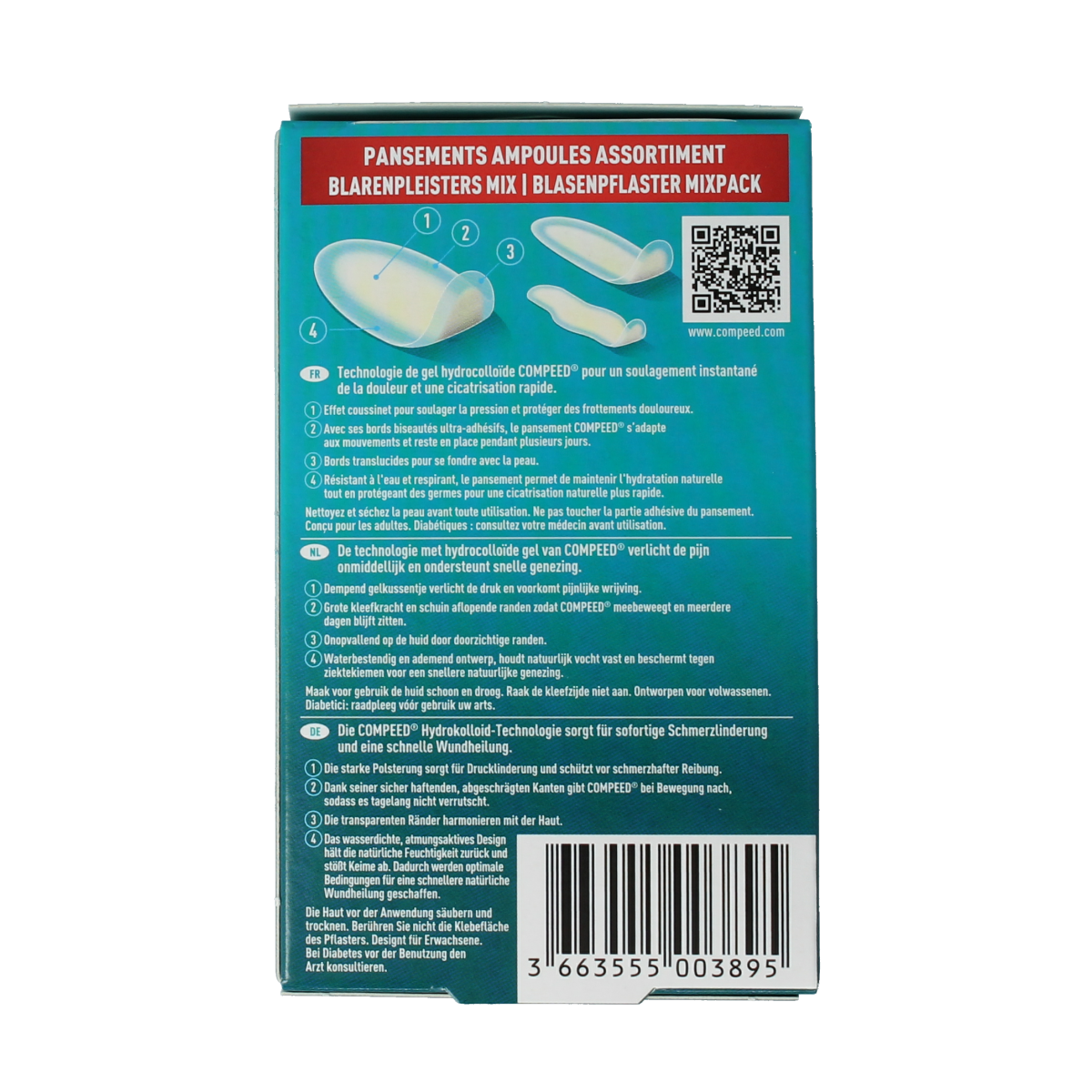 Compeed Blarenpleister mixpack of 6 foot care plasters by Compeed, designed for blister relief and foot protection.