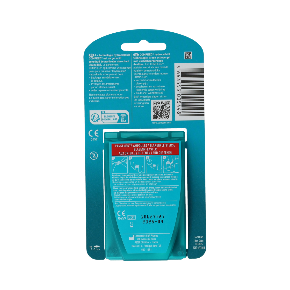 Compeed Blarenpleister voor tenen, set van 8 voetverzorgingspleisters met huidbescherming en blarenverlichting.