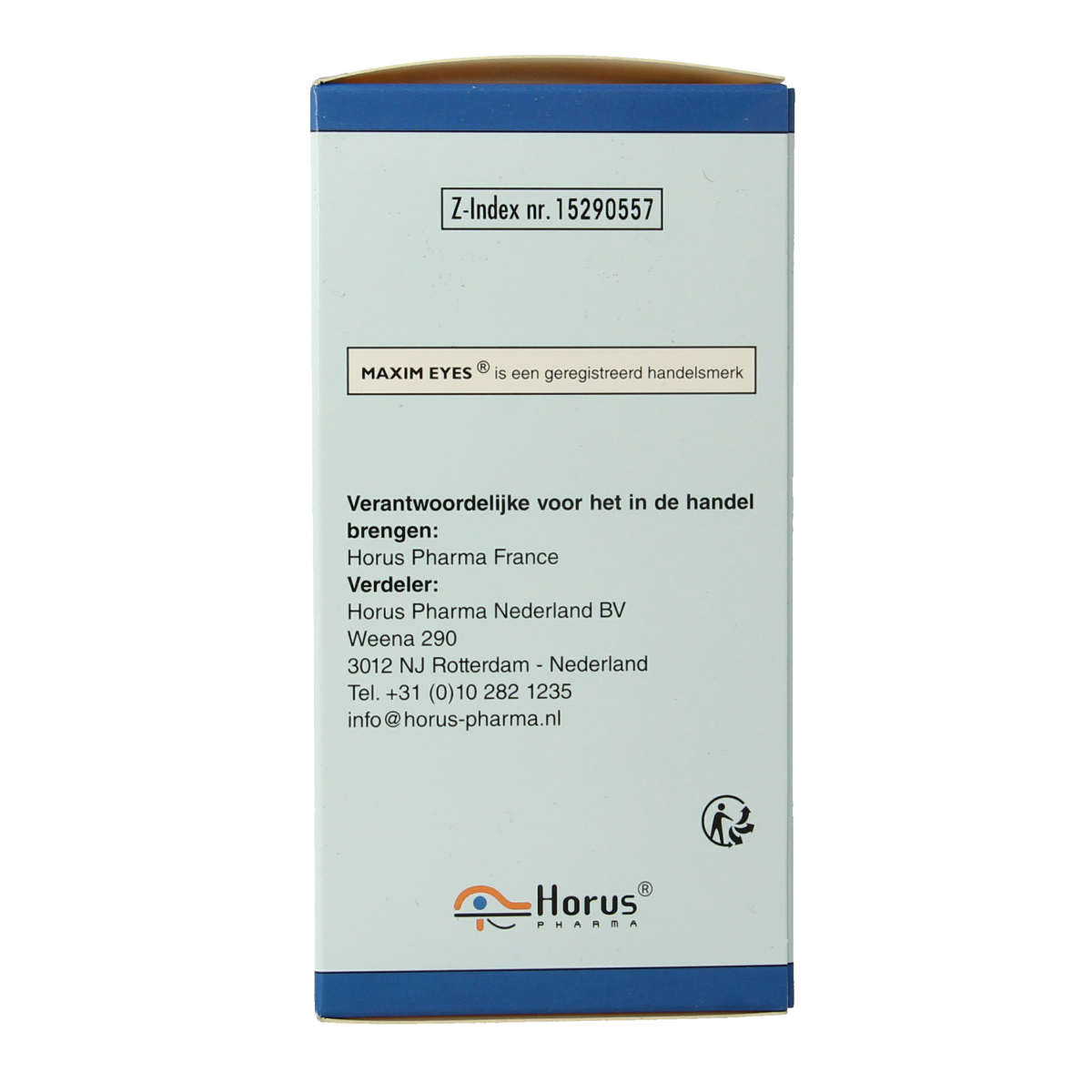 Horus Maxim Eyes 180 multi-vitamin capsules in a bottle, dietary supplement for eye health and overall wellness.