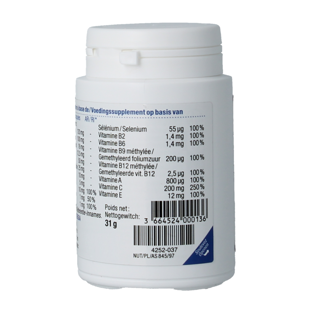Nutergia Bi Orthox herbal supplement capsules in a clear bottle, designed for natural health support.