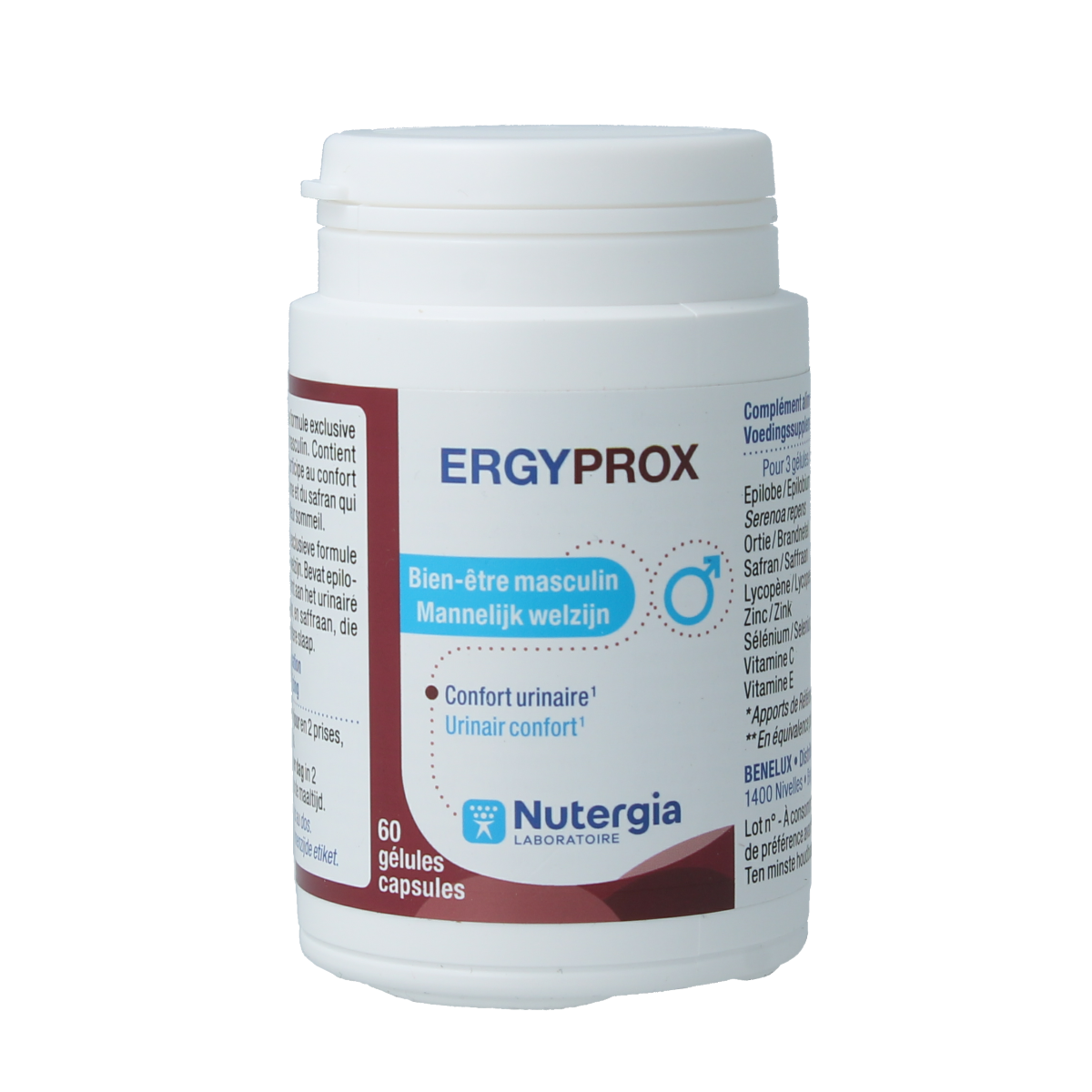 Nutergia Ergyprox capsules, herbal supplement in a blister pack, used for natural health support.
