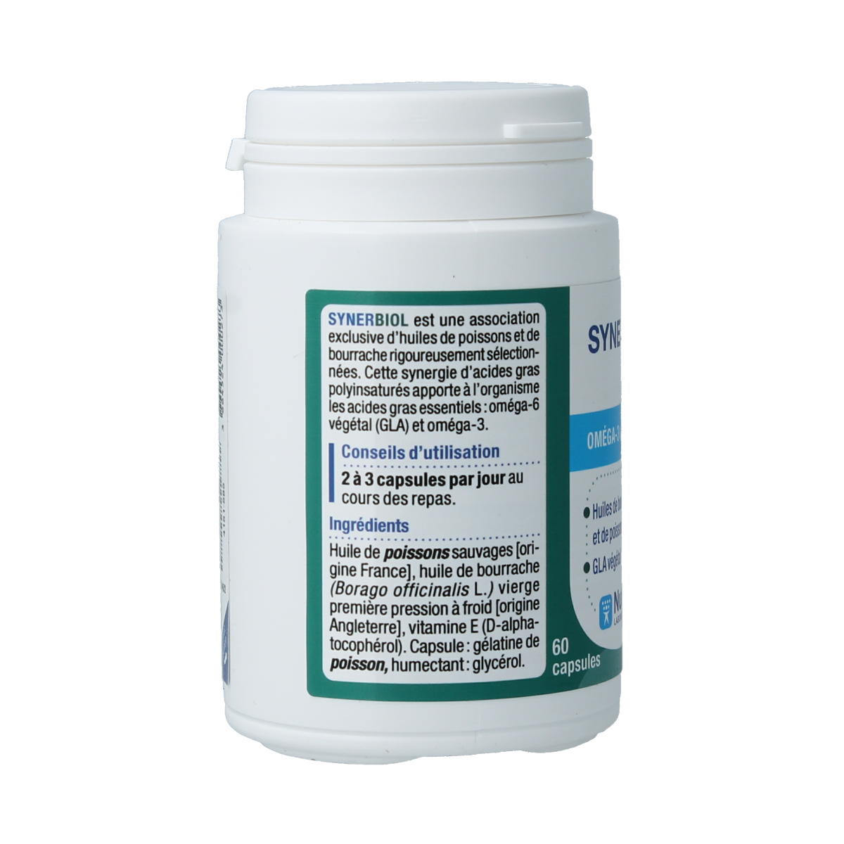 Nutergia Synerbiol Vetzuren capsules, 60-count bottle, featuring dietary supplement capsules for gut health.